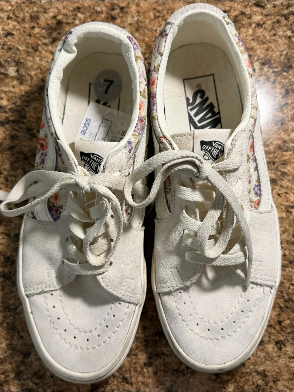 Vans Floral Canvas Sneakers - Cream with Orange & Purple Flowers